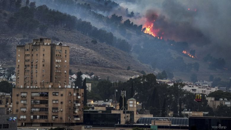 Smoke and fire covers the area following rocket attacks from Lebanon, amid ongoing cross-border hostilities between Hezbollah and Israeli forces, near Kiryat Shmona, Israel, close to its border with Lebanon, June 3, 2024. REUTERS/Ayal Margolin ISRAEL OUT. NO COMMERCIAL OR EDITORIAL SALES IN ISRAEL     TPX IMAGES OF THE DAY