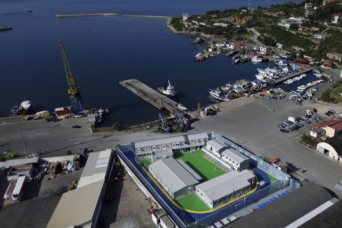 A general view of the reception center for migrants in Shengjin, Albania, on June 4, 2024.