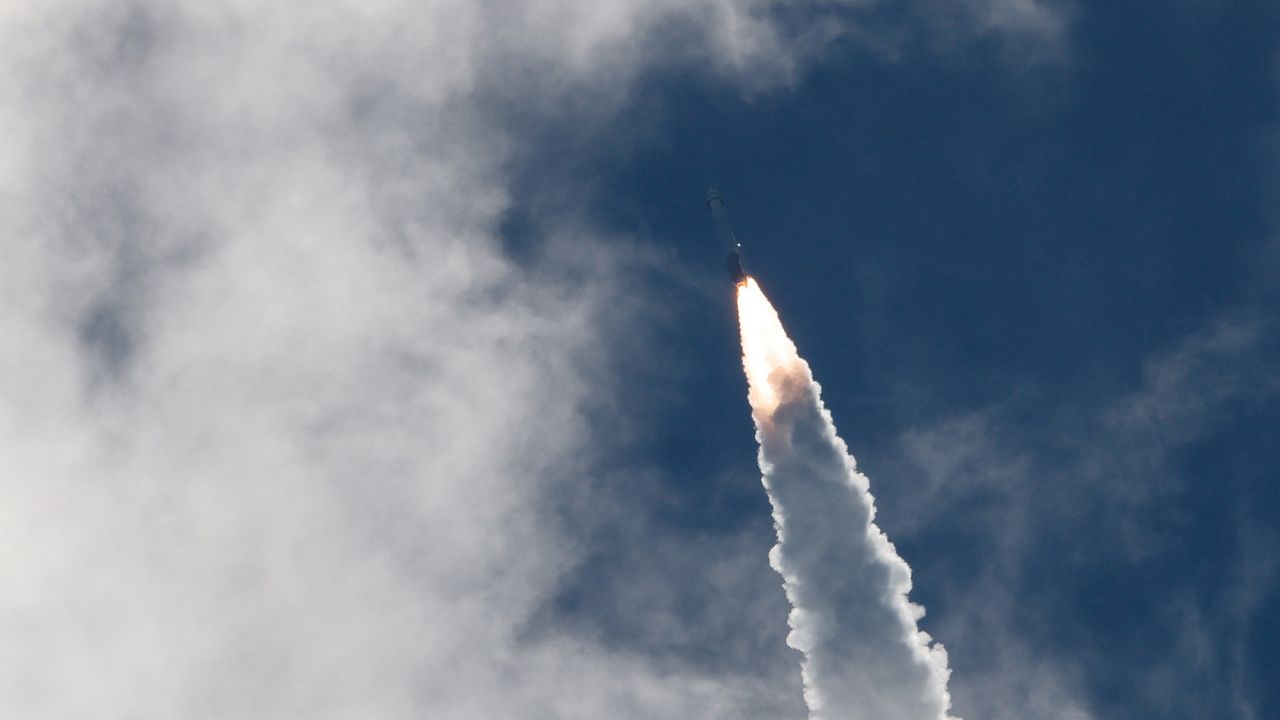 An Atlas V rocket carrying two astronauts aboard Boeing's Starliner spacecraft is seen after liftoff on Wednesday in Cape Canaveral, Florida.