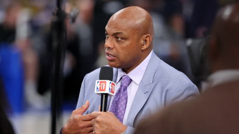 Jun 12, 2024; Dallas, Texas, USA; NBA TV analyst Charles Barkley talks on set before game three of the 2024 NBA Finals between the Boston Celtics and the Dallas Mavericks at American Airlines Center.