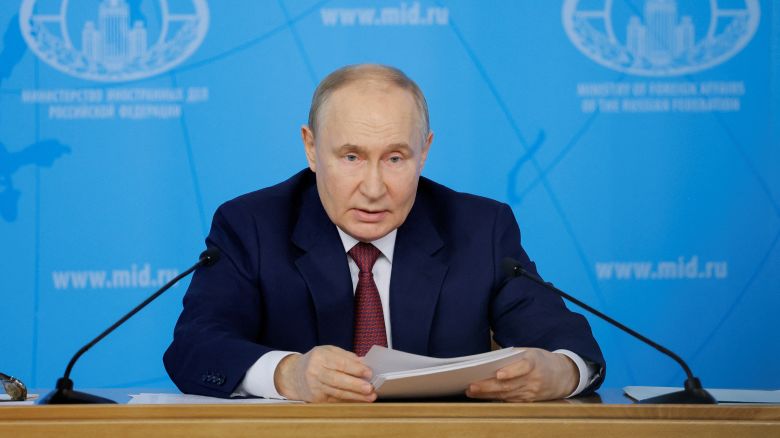 Russia's President Vladimir Putin delivers a speech during a meeting with the leadership of the Russian foreign ministry in Moscow, Russia June 14, 2024.