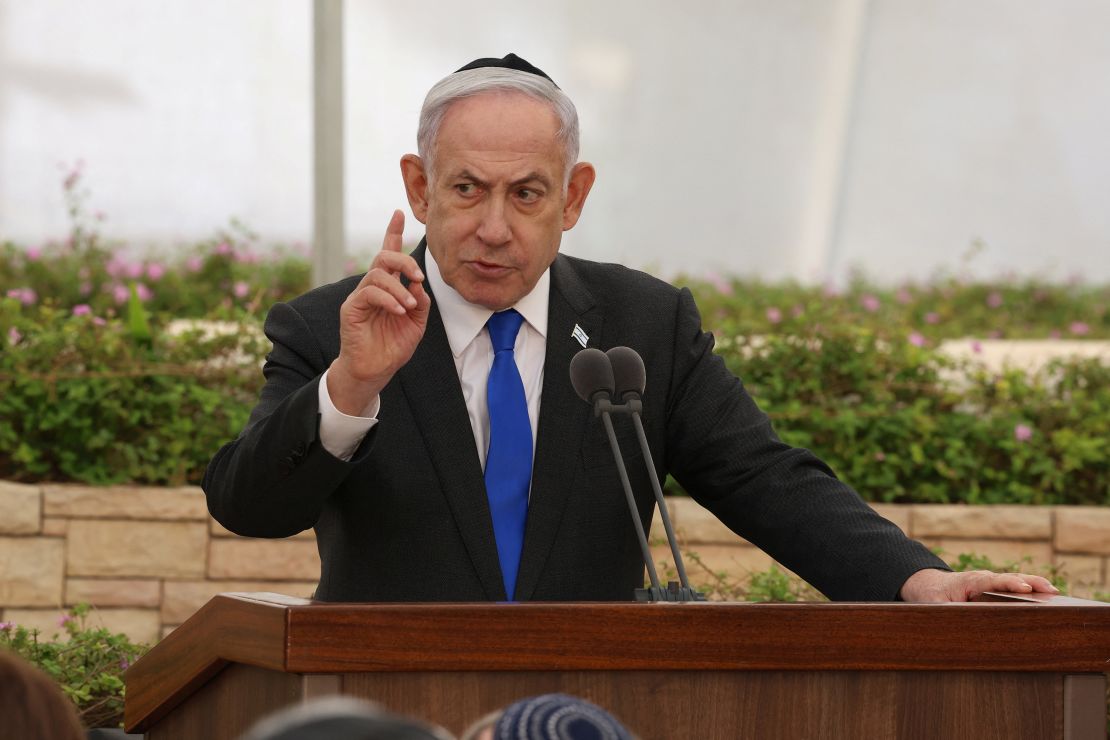 Netanyahu attends the state memorial ceremony for the Altalena martyrs in Givatayim, Israel, June 18, 2024.
