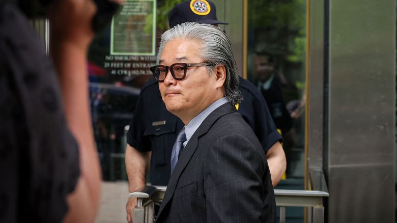 Sung Kook (Bill) Hwang, founder and head of private investment firm Archegos Capital Management, arrives for his trial at the Manhattan federal courthouse on June 26.