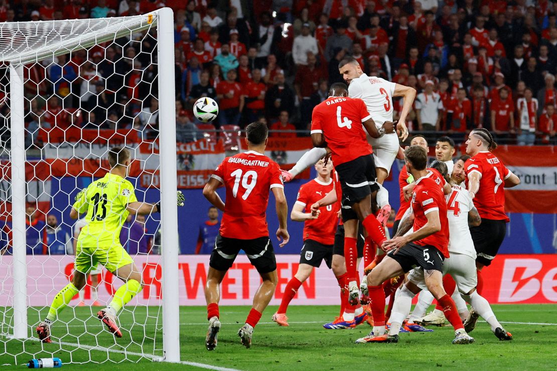 Demiral score Turkey's second goal against Austria.
