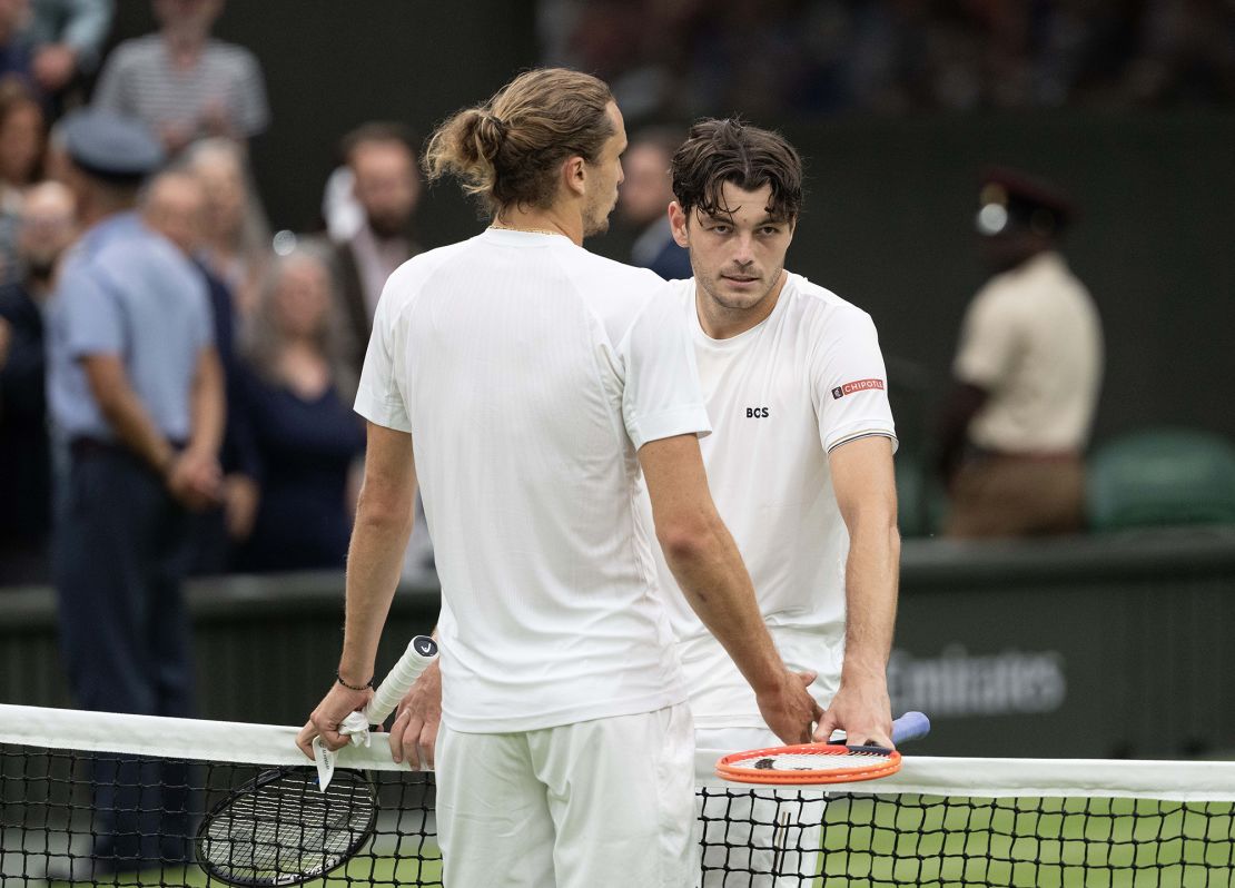 Following the five-set thriller, Fritz and Zverev engaged in a long exchange of blows at the net.