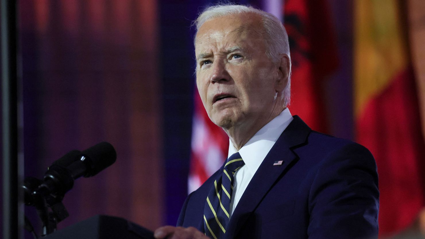 U.S. President Joe Biden delivers remarks at a NATO event to commemorate the 75th anniversary of the alliance, in Washington, U.S., July 9, 2024. REUTERS/Leah Millis