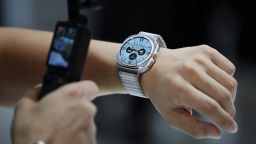 An attendee films Samsung Electronics' Galaxy Watch 7 Ultra during its unveiling ceremony in Seoul, South Korea, on July 8, 2024.