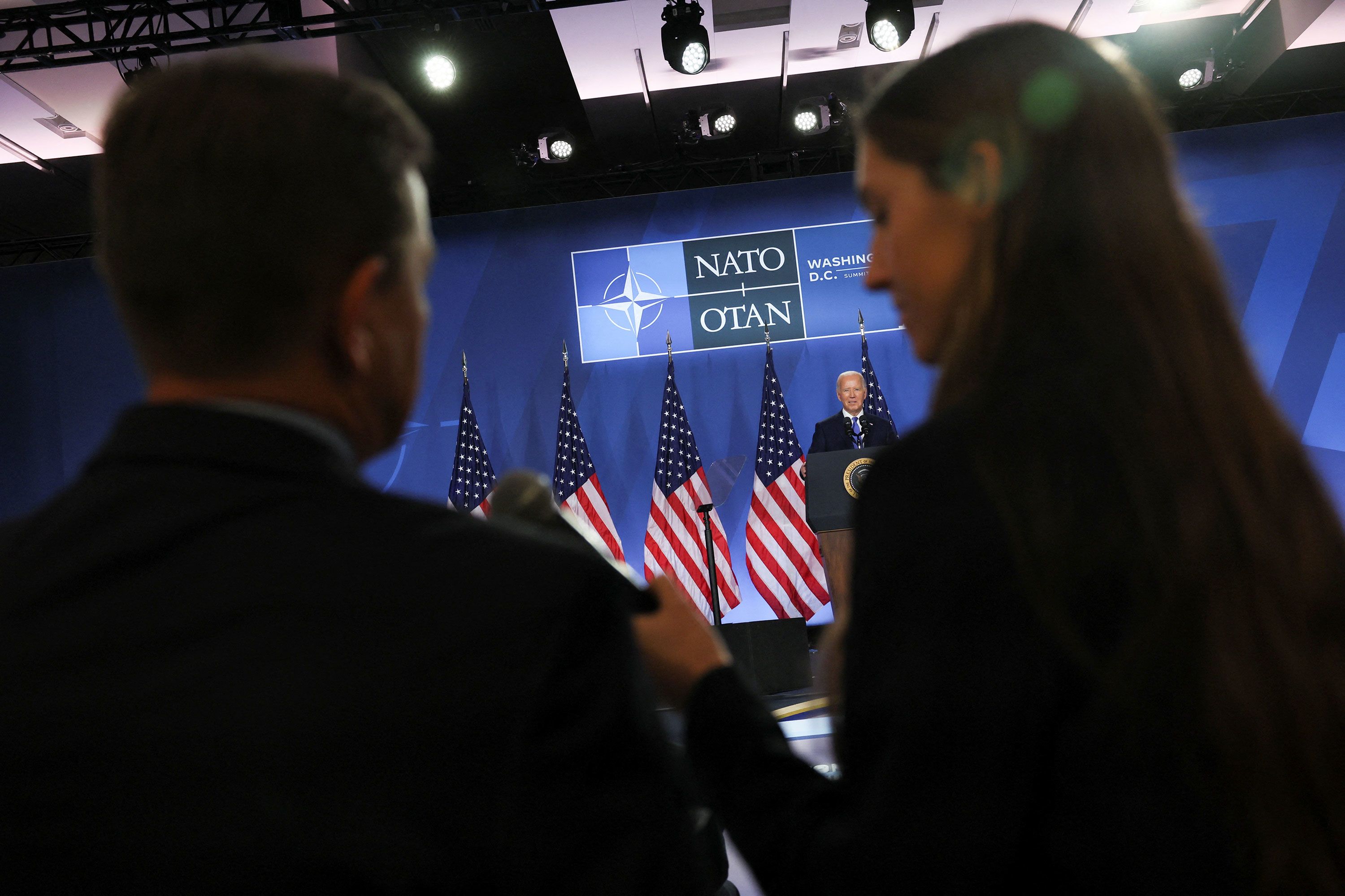 US President Joe Biden speaks at a press conference in Washington, DC, on Thursday, July 11.