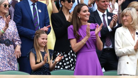 Catherine, Princess of Wales and Princess Charlotte are pictured attending the men's singles final at Wimbledon.