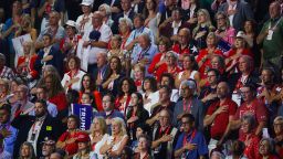 Attendees recite the pledge of allegiance on Day 2 of the Republican National Convention (RNC), at the Fiserv Forum in Milwaukee, Wisconsin, U.S., July 16, 2024. REUTERS/Brian Snyder