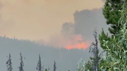 Smoke rises from a wildfire burning in Jasper, Alberta, Canada in this screengrab obtained from a social media video. Joe Oliver/via REUTERS  THIS IMAGE HAS BEEN SUPPLIED BY A THIRD PARTY. MANDATORY CREDIT. NO RESALES. NO ARCHIVES.