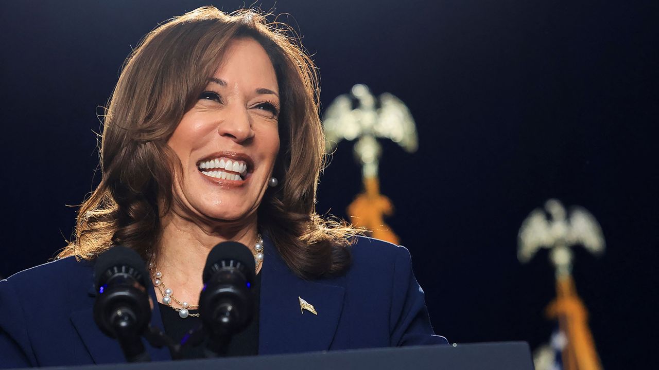 Vice President Kamala Harris speaks at a campaign event in West Allis, Wisconsin, on July 23, 2024.