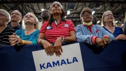 Supporters of U.S. Vice President Kamala Harris attend a campaign event at West Allis High School in West Allis, Wisconsin, U.S., July 23, 2024. REUTERS/Kevin Mohatt