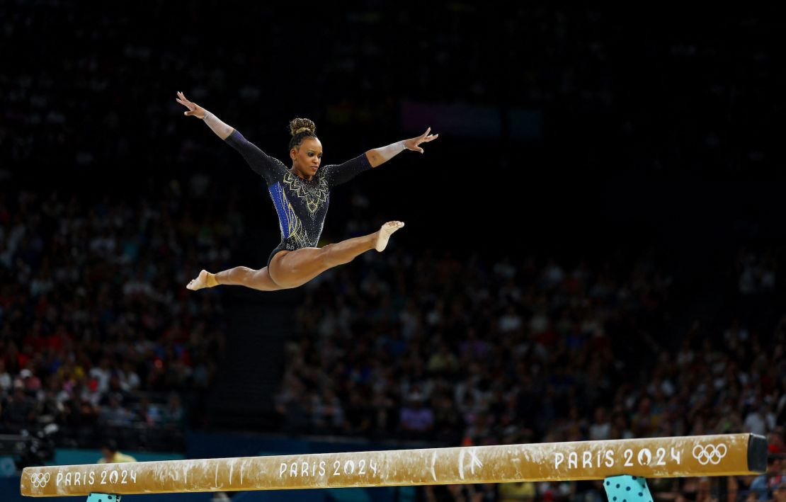 Simone Biles recognizes that Rebeca Andrade is her toughest competition.