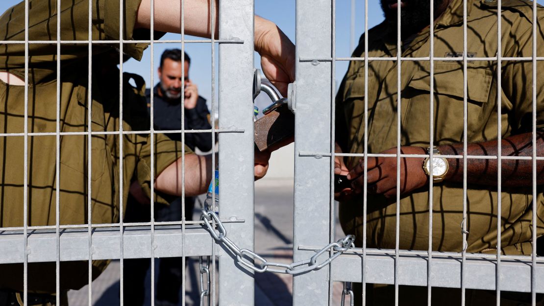 Israeli soldiers are shown at the Sde Teiman detention camp, in the Negev Desert, southern Israel, in July. CNN previously reported on horrific conditions there, including medical negligence and abuse.