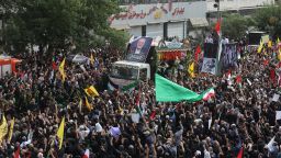 Iranians attend the funeral procession of assassinated Hamas chief, Ismail Haniyeh in Tehran, Iran, August 1, 2024. Majid Asgaripour/WANA (West Asia News Agency) via REUTERS ATTENTION EDITORS - THIS IMAGE HAS BEEN SUPPLIED BY A THIRD PARTY.