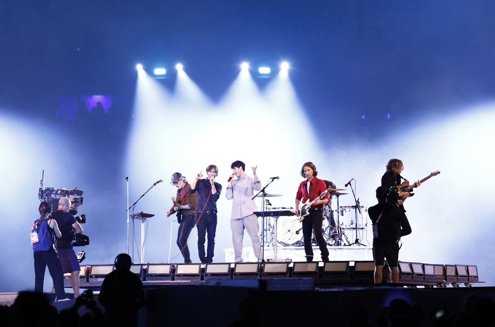 French indie rock band Phoenix performs during the ceremony.