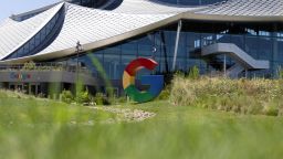 The logo of Google is seen outside Google Bay View facilities during the Made by Google event in Mountain View, California, U.S. August 13, 2024.