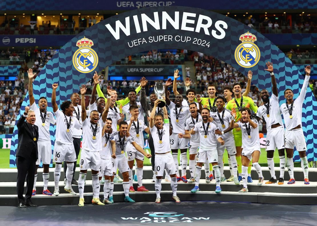 Real Madrid won a record sixth Super Cup.