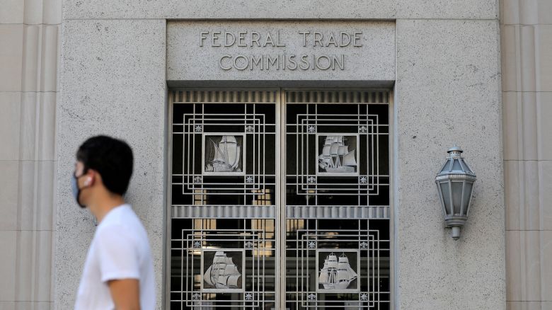 Signage is seen at the Federal Trade Commission headquarters in Washington, DC, August 29, 2020.