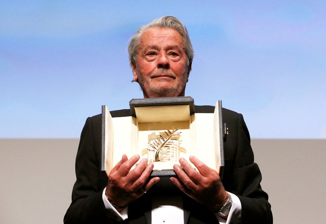 Delon receives his honorary Palme d'Or Award at the 72nd Cannes Film Festival in Cannes, France, on May 19, 2019.