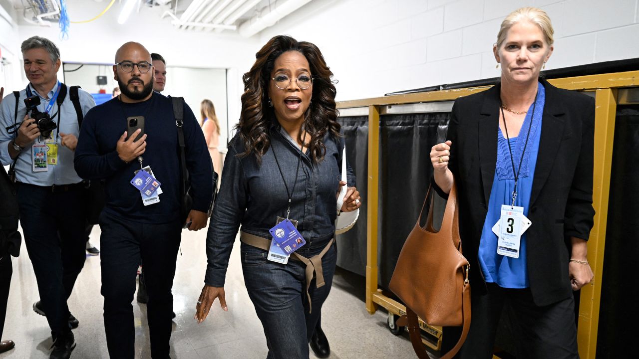 Oprah Winfrey attends day three of the Democratic National Convention in Chicago, on August 21, 2024.