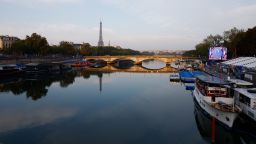 The river Seine in Paris France, after the Paralympic triathlon was postponed because of water quality on September 1, 2024.