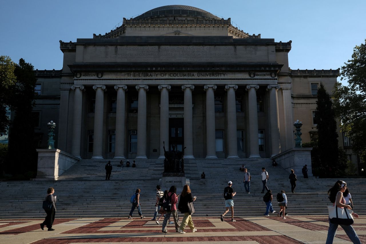 People walk through the Columbia University campus in New York on September 3, 2024.
