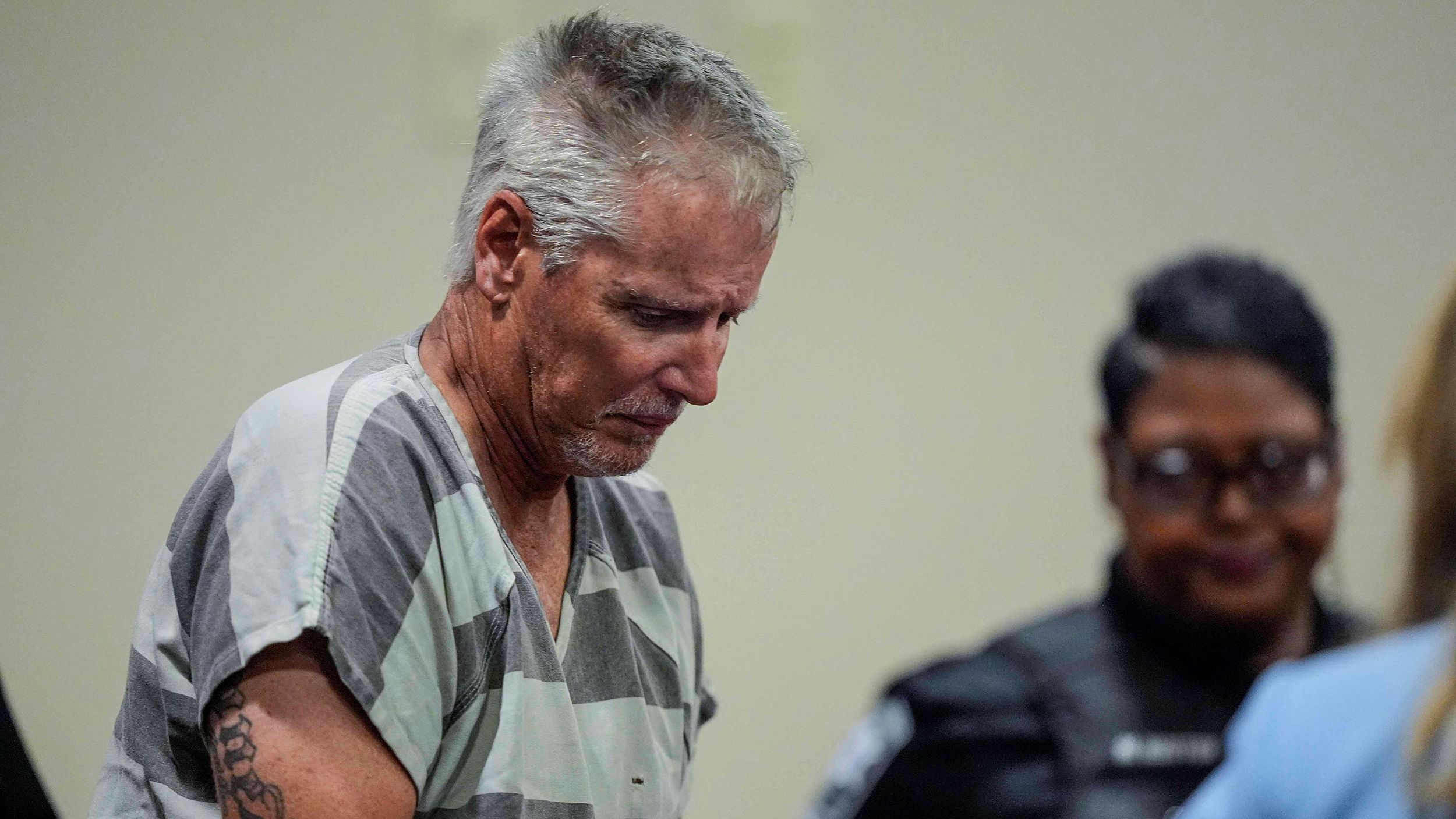 Colin Gray, 54, the father of alleged Apalachee High School shooter Colt Gray, seen at his first court appearance at the Barrow County courthouse in Winder, Georgia on September 6. Gray waived his right to appear in court Thursday.