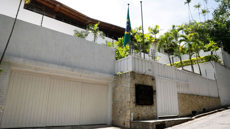 Venezuelan security forces surround the Argentine embassy