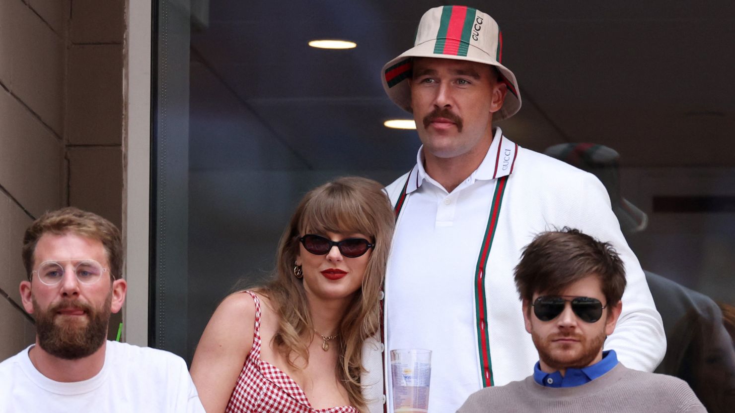 (From left) Taylor Swift and Travis Kelce at the US Open final in New York on Sunday.