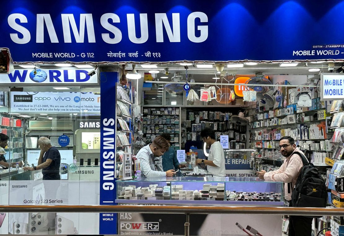 People shop inside a store selling Samsung mobile phones and electronics at Mumbai, India on March 6, 2023.