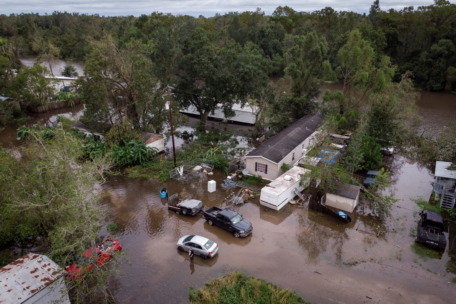 A trailer park in Patterson, Louisiana, is flooded after <a >Hurricane Francine slammed into the state</a> on Thursday, September 12.