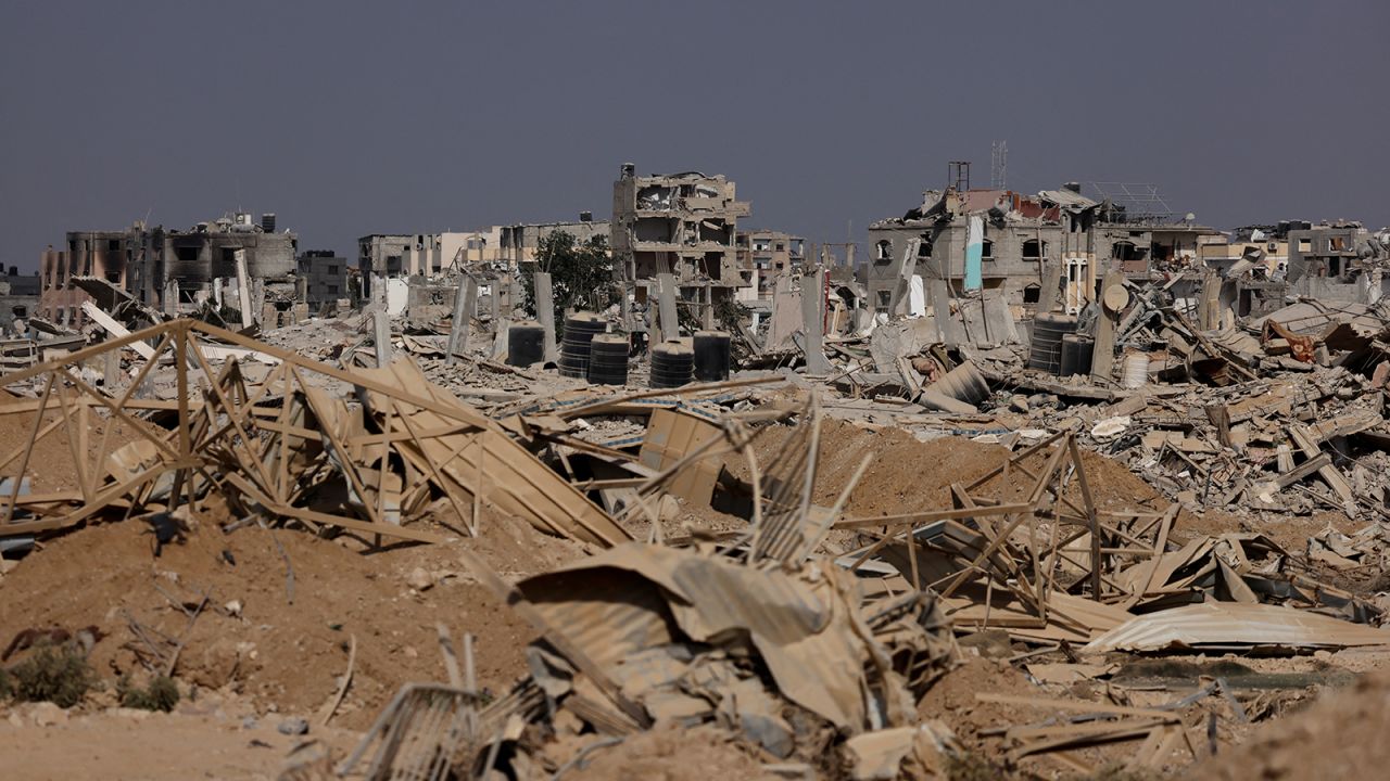 Damaged buildings are seen in Gaza on September 13.