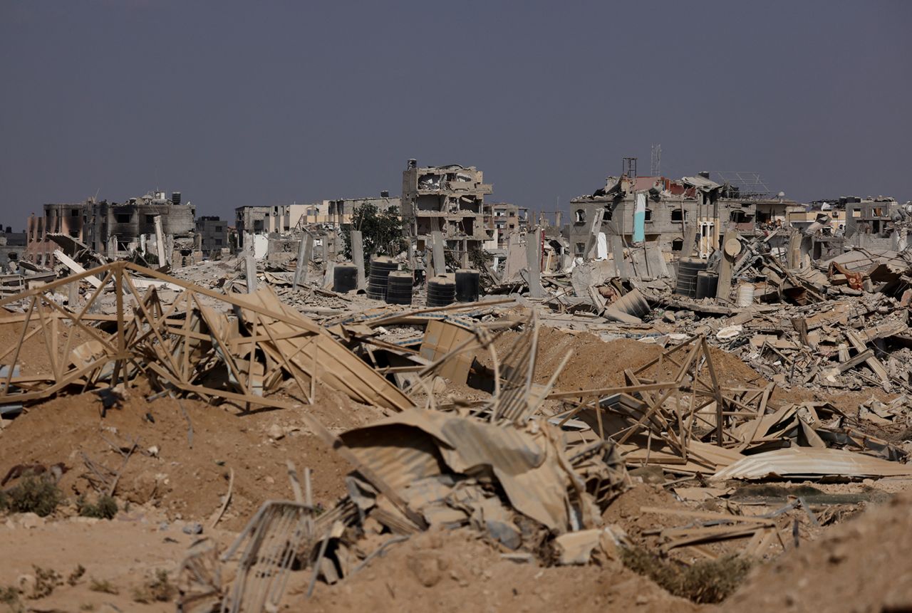 Damaged buildings are seen in Gaza on September 13.