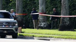 Law enforcement officers work after reports of shots fired outside Republican presidential nominee and former U.S. President Donald Trump's Trump International Golf Course in West Palm Beach, Florida, U.S. September 15, 2024.  REUTERS/Marco Bello