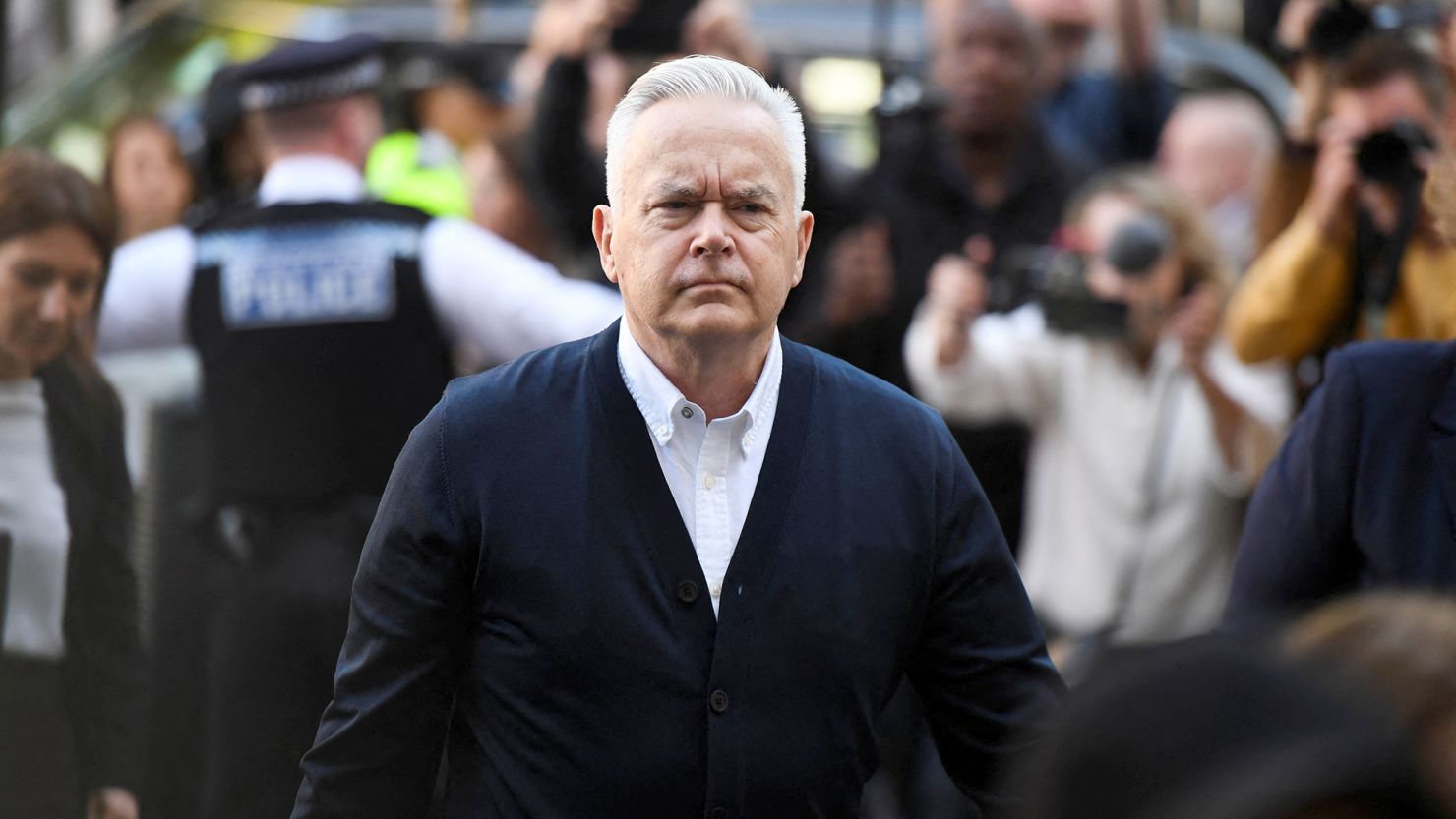 Former BBC news presenter Huw Edwards arrived for sentencing at London's Westminster Magistrates' Court in London on Monday.