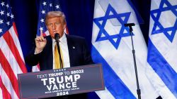 Republican presidential nominee and former U.S. President Donald Trump speaks during a "Fighting Anti-Semitism in America Event" with Dr. Miriam Adelson and Jewish leaders in Washington, DC on September 19, 2024.