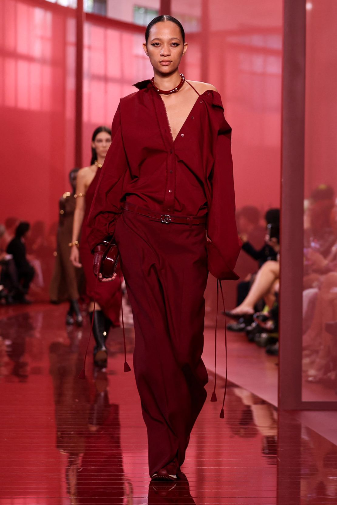 Sabato de Sarno at Gucci has adopted this particular shade of cherry red for his recent Gucci collections.