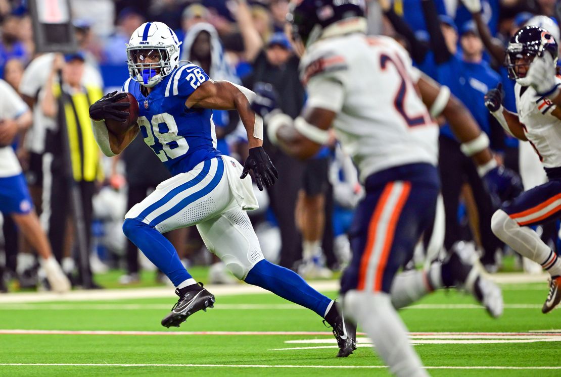 Taylor ran for two touchdowns in the Colts' first win of the season in Week 3 against the Chicago Bears.