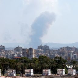 Smoke billows over southern Lebanon, amid ongoing cross-border hostilities between Hezbollah and Israeli forces, as seen from Tyre, southern Lebanon September 24, 2024 REUTERS/Aziz Taher