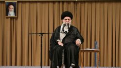 Iran's Supreme Leader Ayatollah Ali Khamenei speaks during a meeting in Tehran, Iran, September 25, 2024. Office of the Iranian Supreme Leader/WANA (West Asia News Agency)/Handout via REUTERS ATTENTION EDITORS - THIS PICTURE WAS PROVIDED BY A THIRD PARTY. WATERMARK FROM SOURCE.