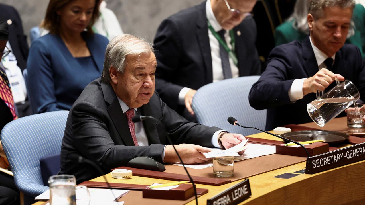 United Nations Secretary-General Antonio Guterres speaks during a UN Security Council meeting in New York, on September 25, 2024.