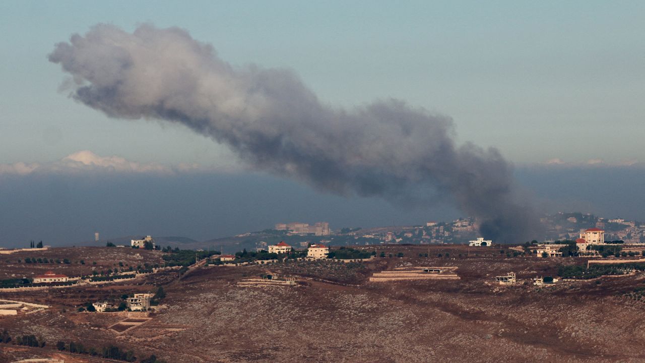 Smoke billows over southern Lebanonas near the border with Israel, on September 26.