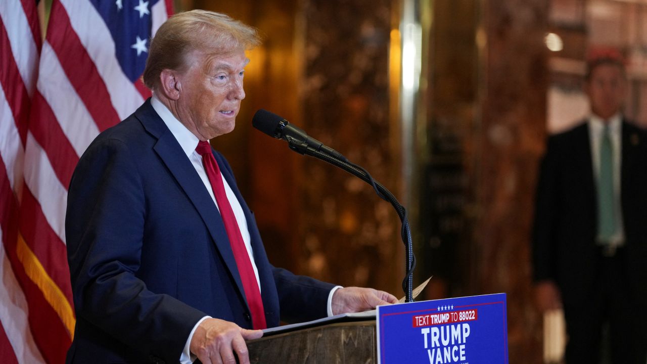 Former President Donald Trump speaks to the press at Trump Tower in New York, on Thursday, September 26.