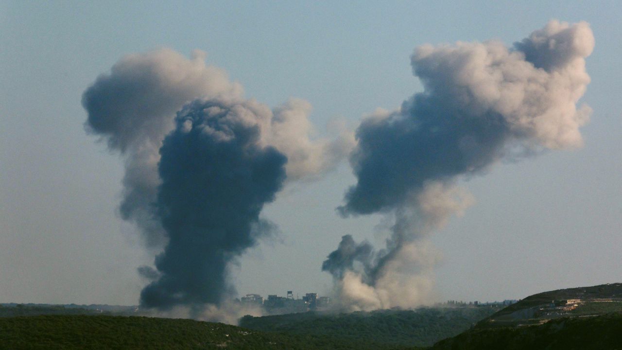 Smoke billows over southern Lebanon following an Israeli strike on September 27.