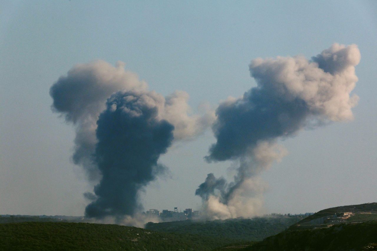 Smoke billows over southern Lebanon following an Israeli strike on September 27.