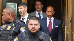 New York City Mayor Eric Adams walks outside federal court, on the day of his arraignment after he was charged with bribery and illegally soliciting a campaign contribution from a foreign national, in New York City, U.S. September 27, 2024. REUTERS/David Dee Delgado