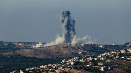 Smoke billows after Israeli Air Force air strikes in southern Lebanon villages, amid cross-border hostilities between Hezbollah and Israel, as seen from northern Israel, September 29, 2024.