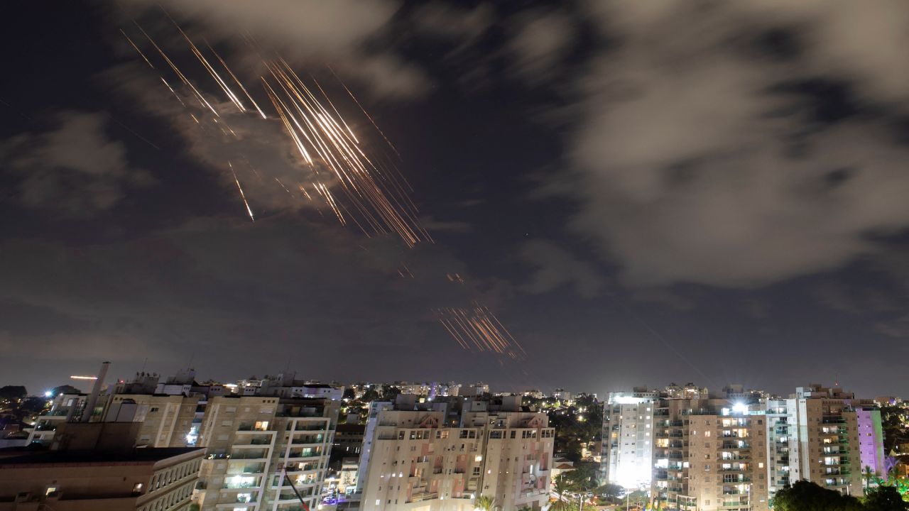 Israel's Iron Dome anti-missile system intercepts rockets, as seen from Ashkelon.